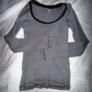 women’s long sleeve, square neck, stripped shirt